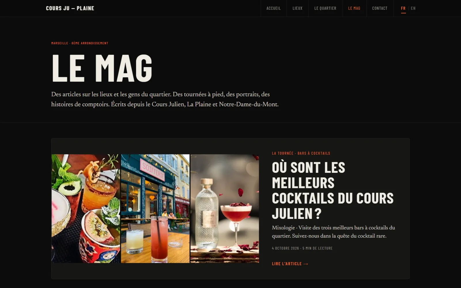 Page Le Mag : article sur les meilleurs cocktails du Cours Julien